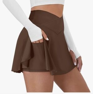Crossover High Waisted Athletic Skirt